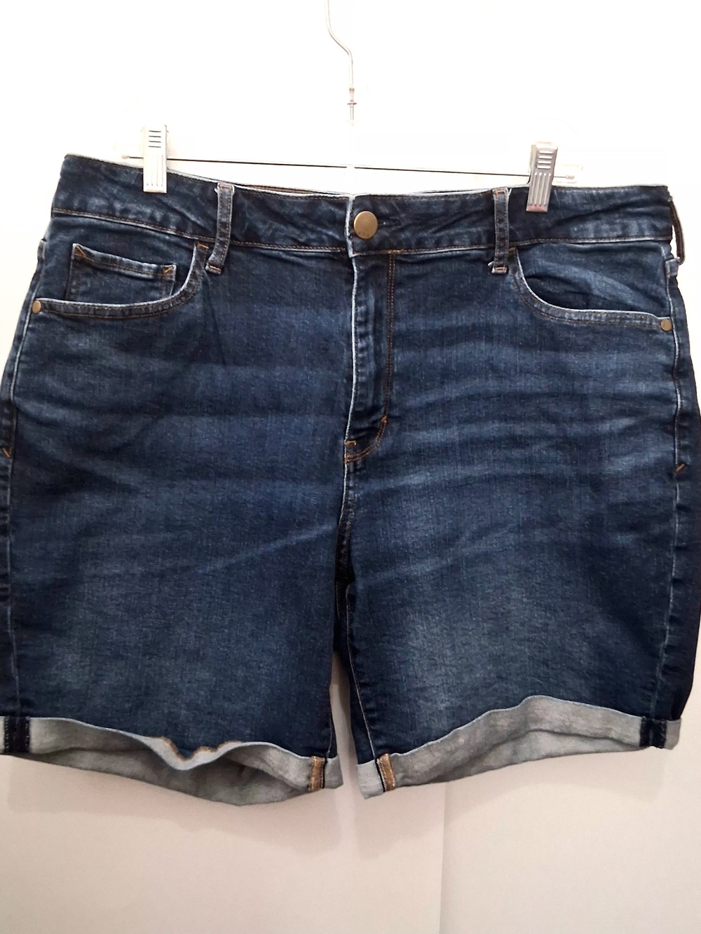 A.N.A. Women's Dark Blue Rolled-Hem Denim Mini Shorts Size 16W